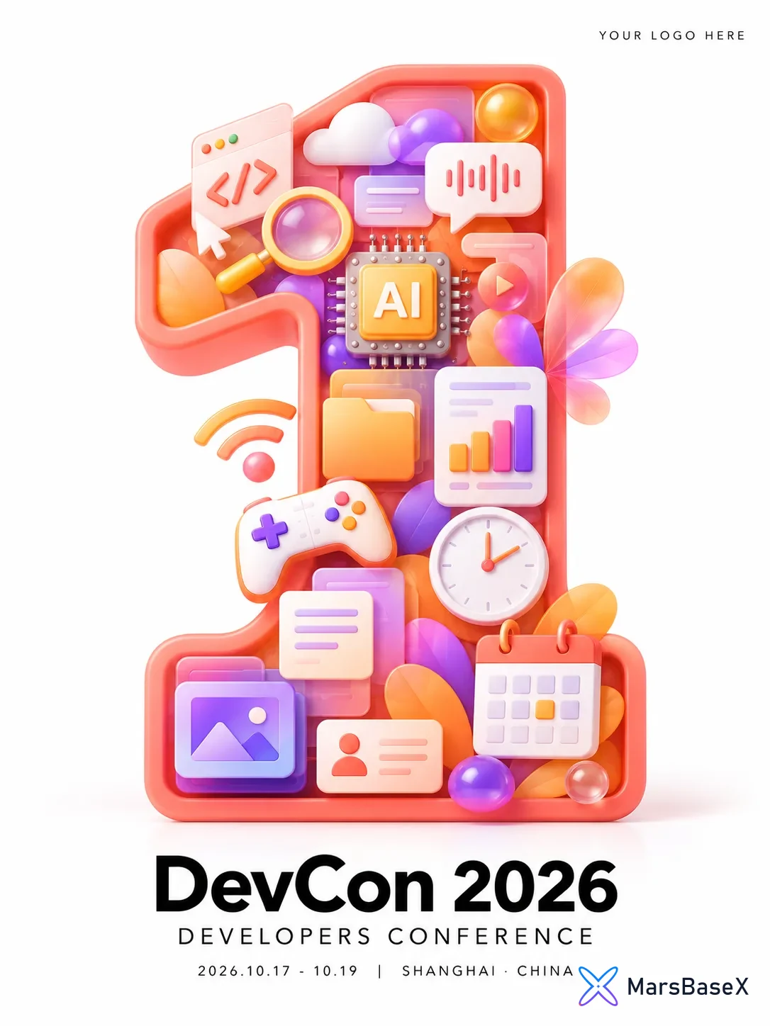 Creative 3D Poster for Developer Conference