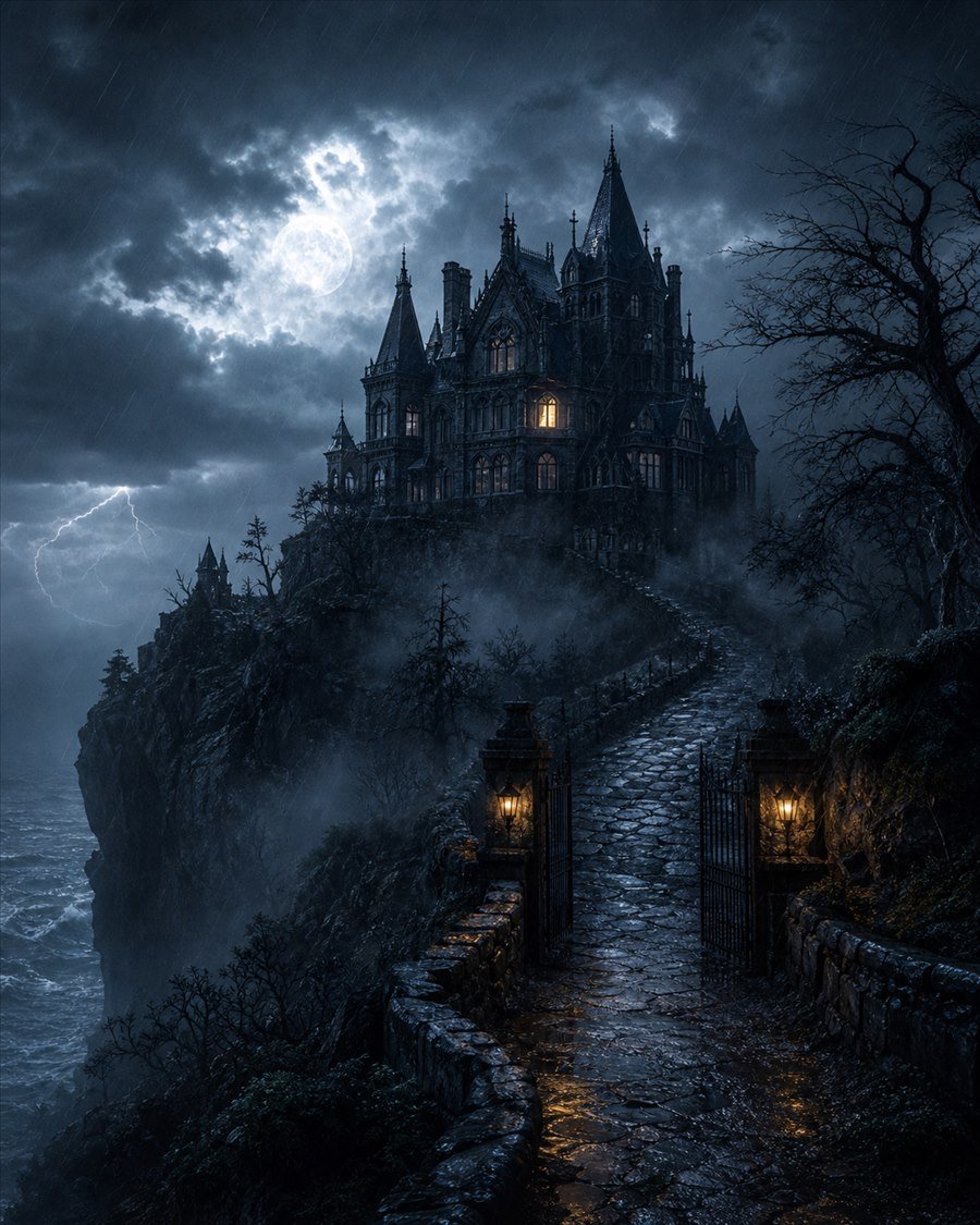 Gothic Cliff Mansion