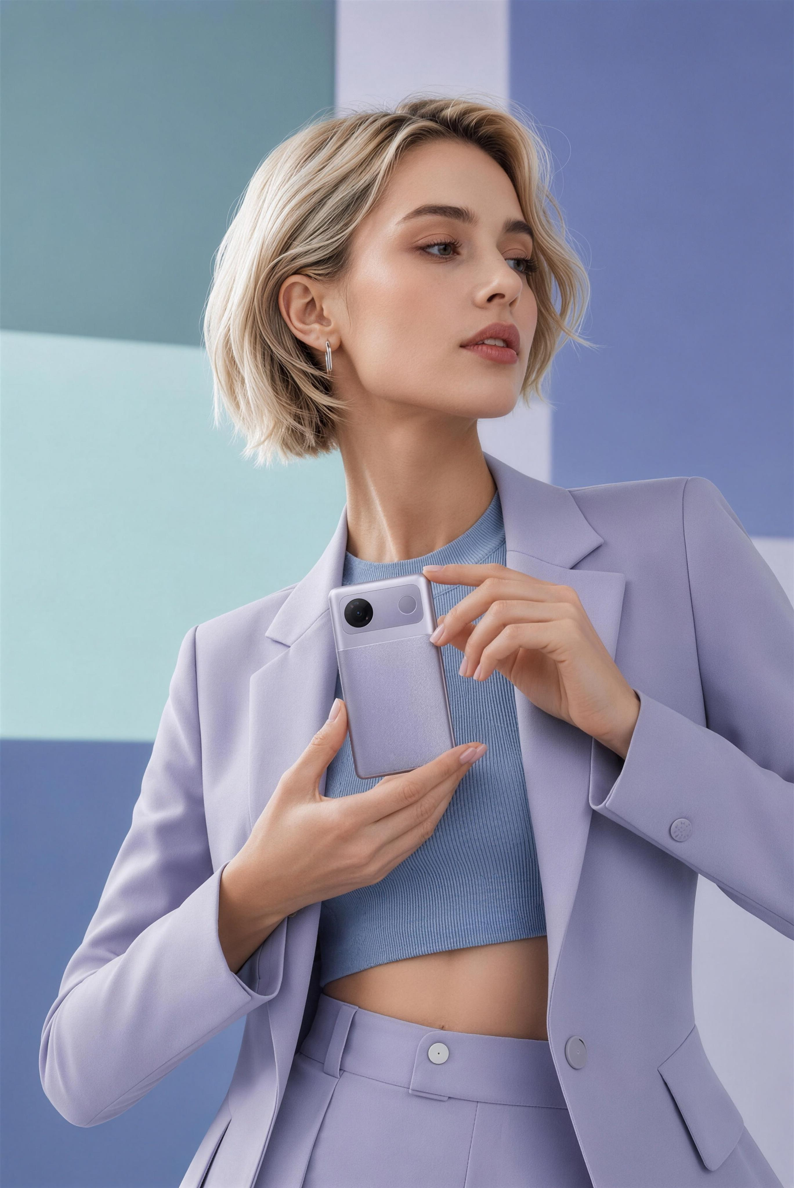 Tech-style fashion portrait