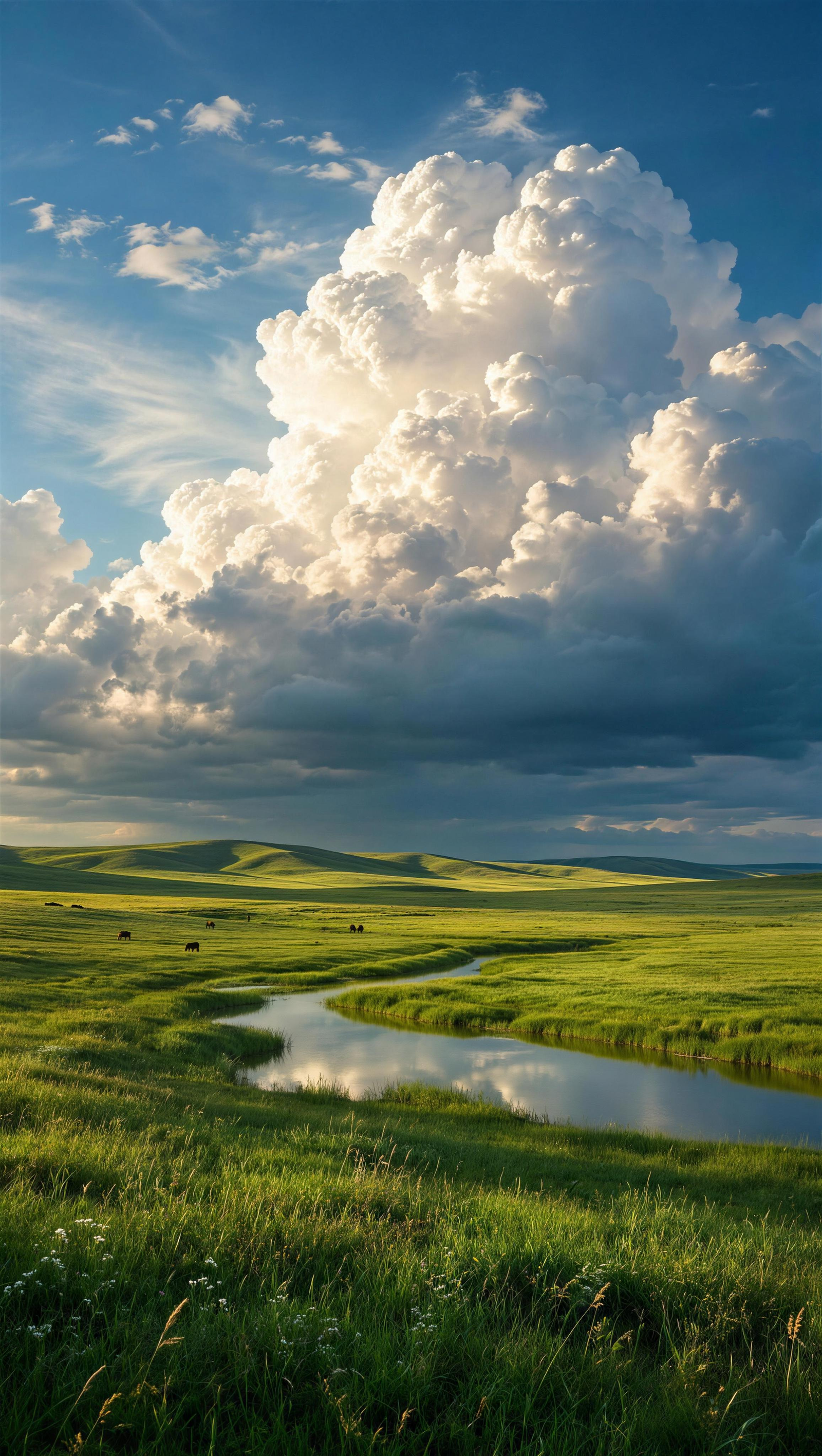 A Pastoral Grassland Beneath the Vast Sky