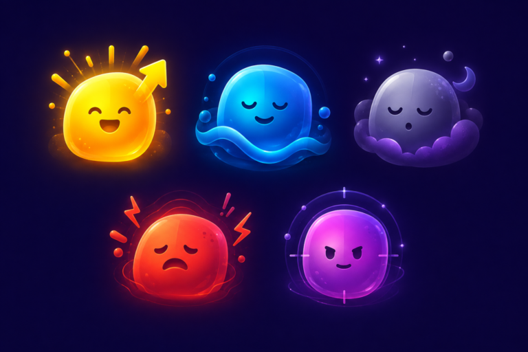 Colorful Emotional Energy Icon Set AI image prompt inspiration