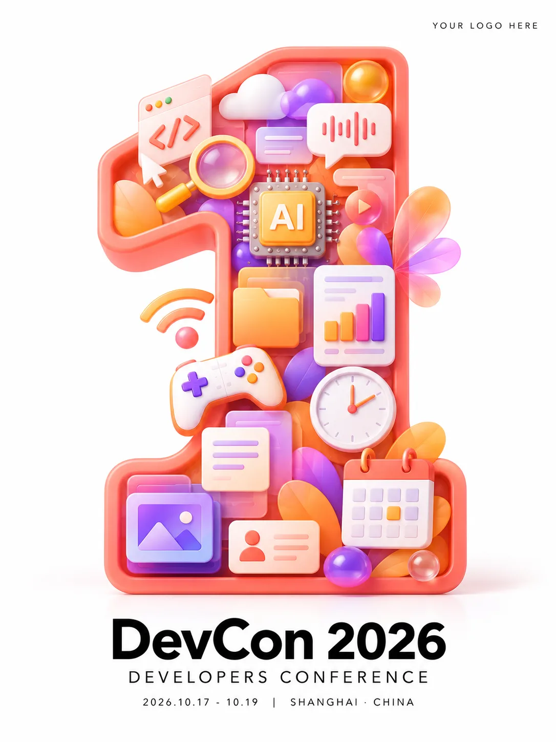 Creative 3D Poster for Developer Conference